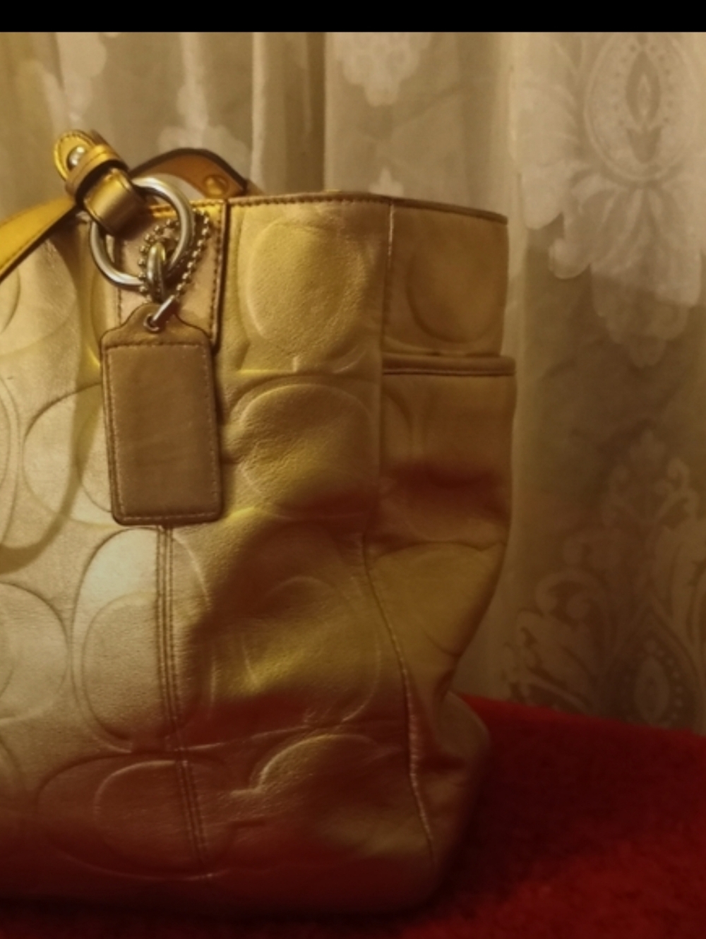 COACH Gold Leather Embossed Tote - Picture 5 of 8